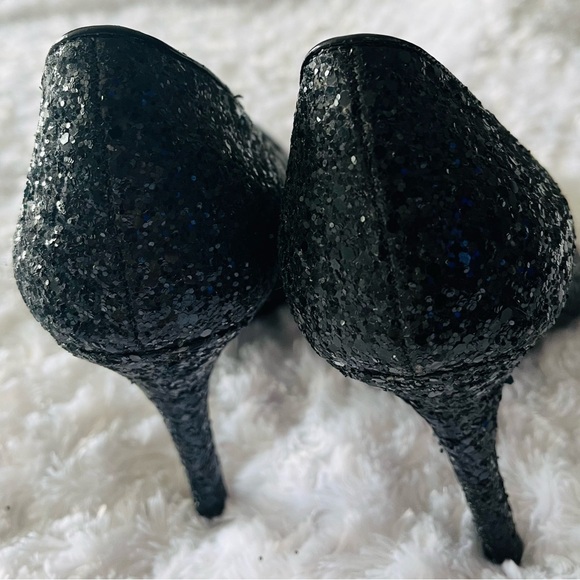 WOMEN’S MOSSIMO SPARKLE GLITTER BLACK STILETTOS HEELS - Picture 3 of 14